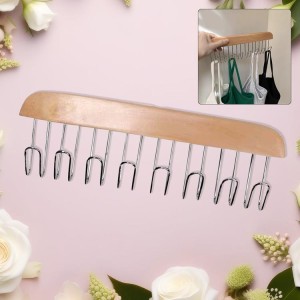 Space Saving 8 Hooks Wooden Hangers (Hanging hook not included / 1 Pc)