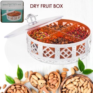 Multipurpose Dry Fruit Box 4 Section Dry Fruit Round Silver Gift Box (1 Pc)