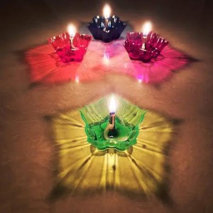 Colourful Reflection Diya Combo Plastic Candle Cup with Multi Shape (12 Pcs Set)