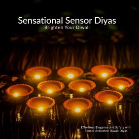 Water Sensor Diyas for Diwali Decoration (12 Pcs Set)